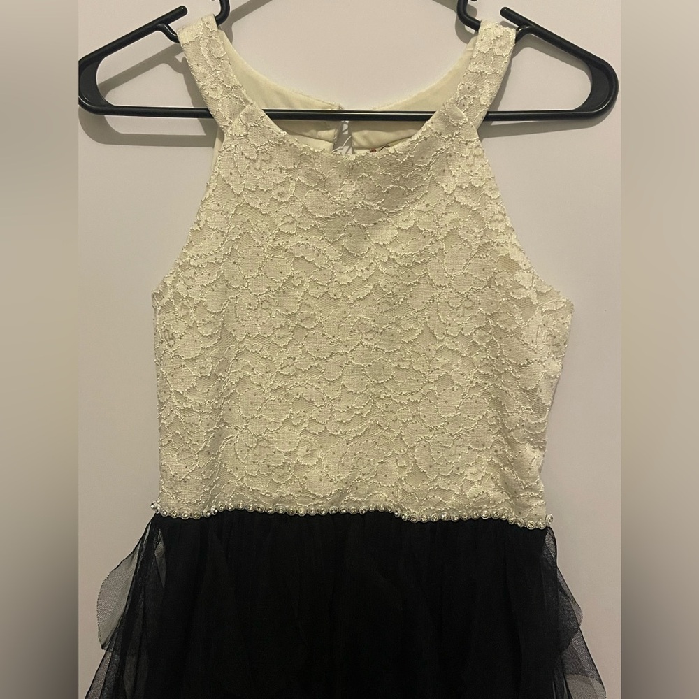 Speechless Cream Lace and Black Kids Dress